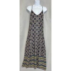 Old Navy Maxi Dress Flowy Long Womens Sz LP Petite Geometric Multicolor Festival